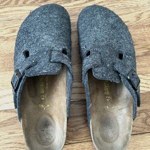 Birkenstock Boston Clog, Grey Wool/Felt, Size 42